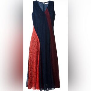 Tory Burch Iliana Royal Navy Colorblock Lace Dress - Size 14